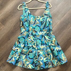 Summery Blue and Green Skort/ Mini Dress